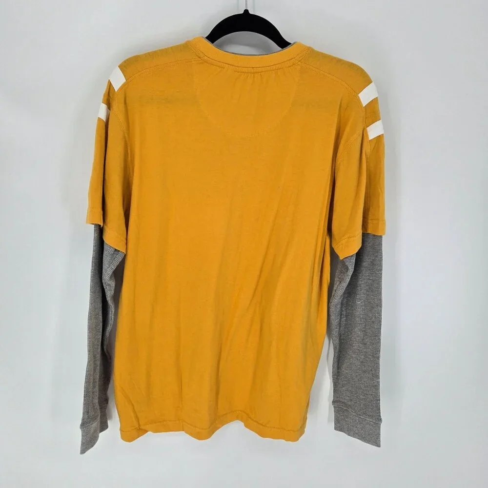 Arizona jeans co junior XL 18 20 waffle long sleeve mock layered yellow tiger
